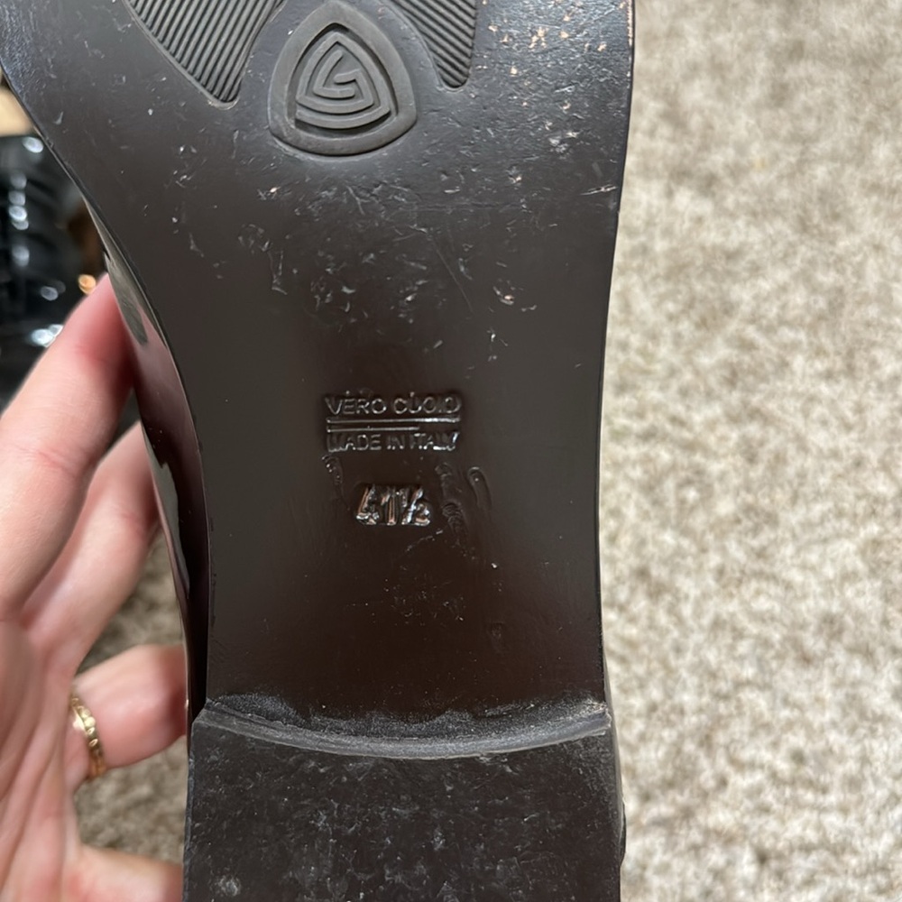 AGL Women's Patent Leather Pointy Toe Oxford EUC Size 10.5 In Black EURO SZ 41.5 - Picture 8 of 10